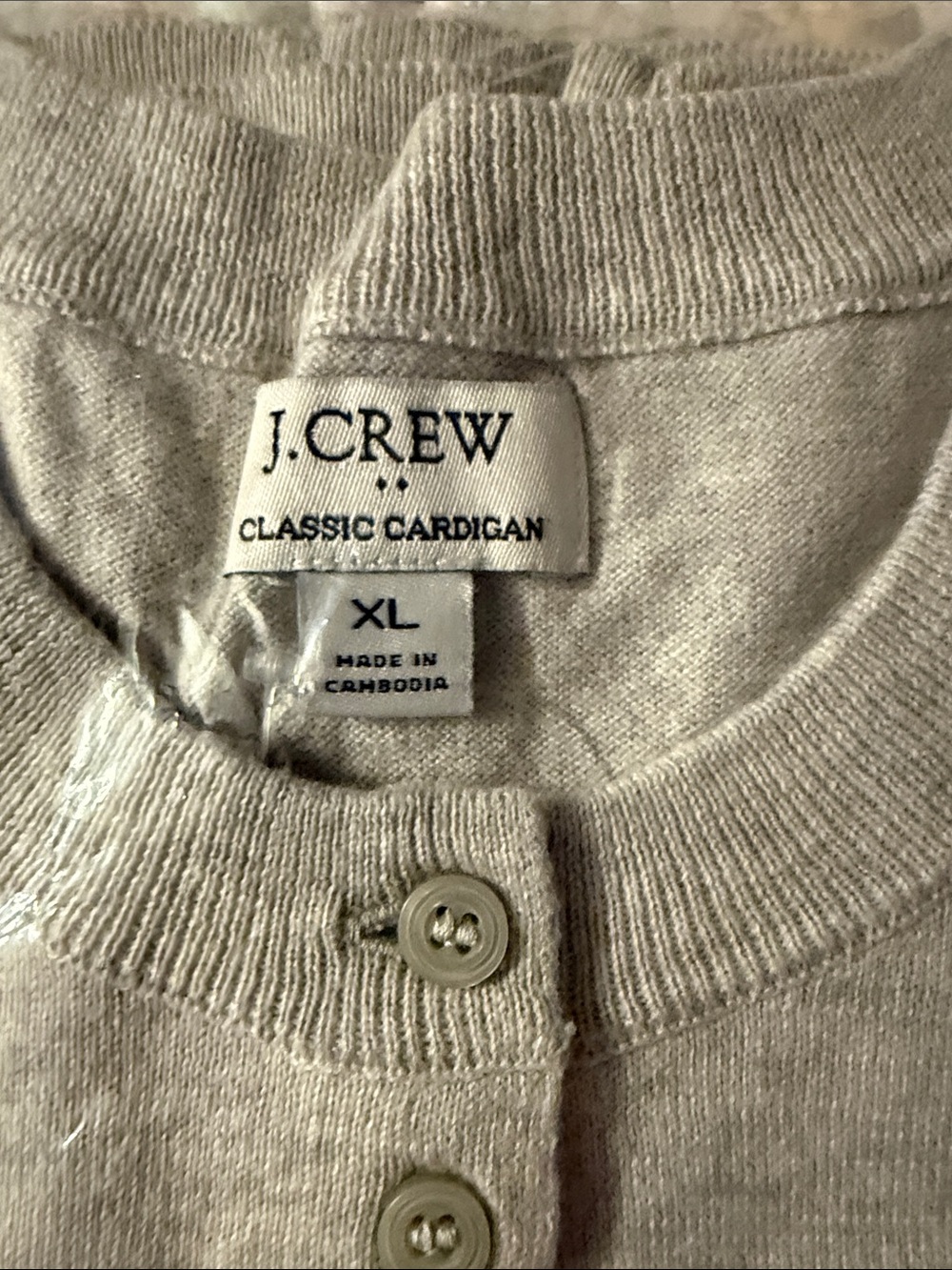J. Crew Light Gray Button-Up Crewneck Cardigan - Picture 3 of 6